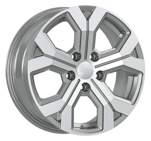 6.5X16" PCD 5X114 AGT Wheels 16260 Argent ET40 66.1 mm Silver Diamond