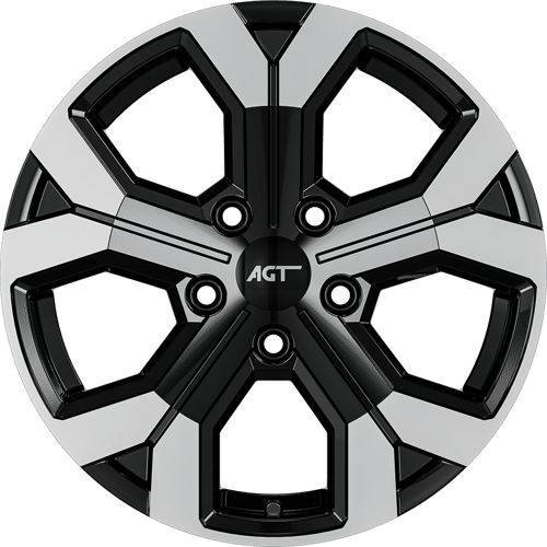 6.5X17" PCD 5X114 AGT Wheels 17260 ET32 66.10 mm Gloss Black Lip Diamond