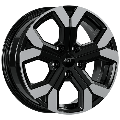 6.5X17" PCD 5X114 AGT Wheels 17260 ET32 66.10 mm Gloss Black Lip Diamond
