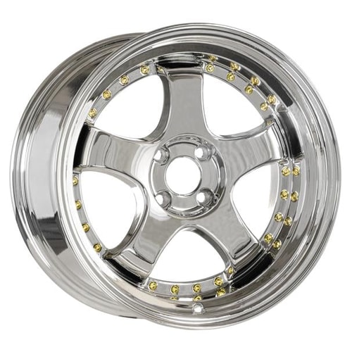 7.0X15" PCD 5X100 EMR Wheels L002-23 ET35 73.10 mm VC+ Gold Rivet