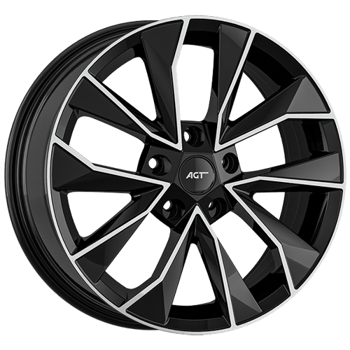 7.0X17" PCD 5X100 AGT Wheels 17129 57.10 mm Gloss Black Diamond