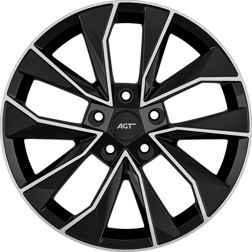 7.0X17" PCD 5X100 AGT Wheels 17129 57.10 mm Gloss Black Diamond