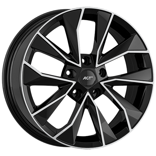 7.0X17" PCD 5X112 AGT Wheels 17129 ET45 57.10 mm Gloss Black Diamond