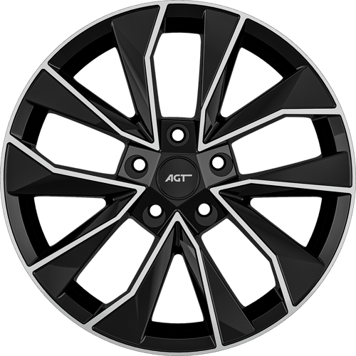 7.0X17" PCD 5X112 AGT Wheels 17129 ET46 57.10 mm Gloss Black Diamond