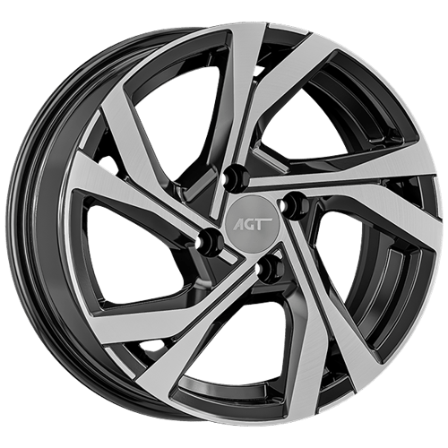 7.0X17" PCD 5X114 AGT Wheels 17156 66.10 mm Gloss Black Diamond