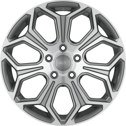 7.0X17" PCD 5X114 AGT Wheels 17263 Compass ET38 67.1 mm Silver Diamond