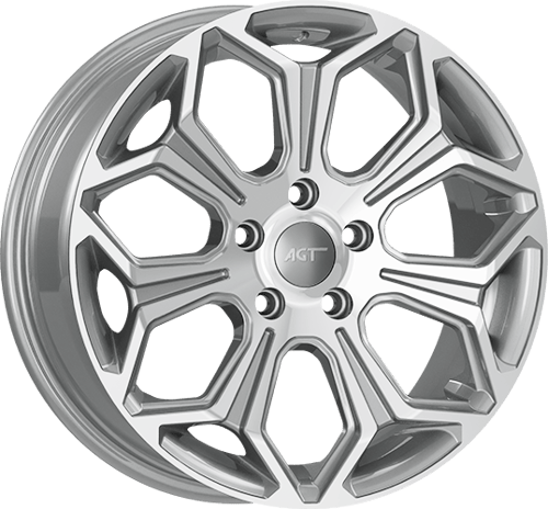 7.0X17" PCD 5X114 AGT Wheels 17263 Compass ET38 67.1 mm Silver Diamond