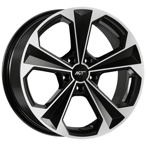 8.0X18" PCD 5X108 AGT Wheels 18062 72.60 mm Gloss Black Silver Diamond