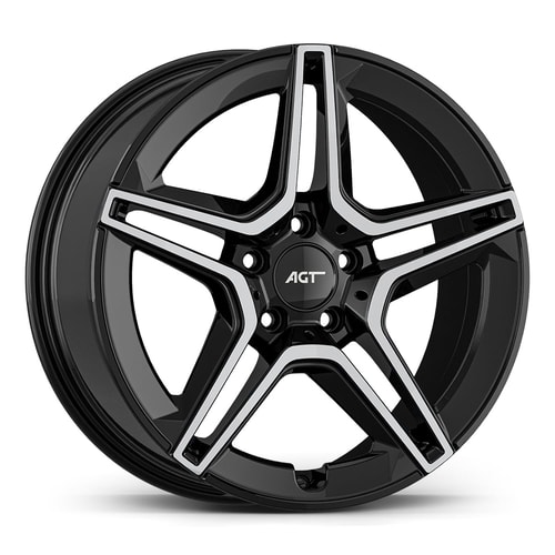 8.0X18" PCD 5X112 AGT Wheels 18273 66.60 mm Gloss Black Diamond