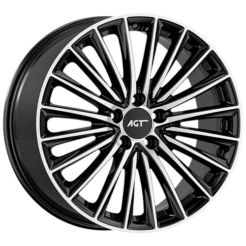 8.0X19" PCD 5X112 AGT Wheels 19269-1 ET43 66.60 mm Gloss Black Lip Diamond