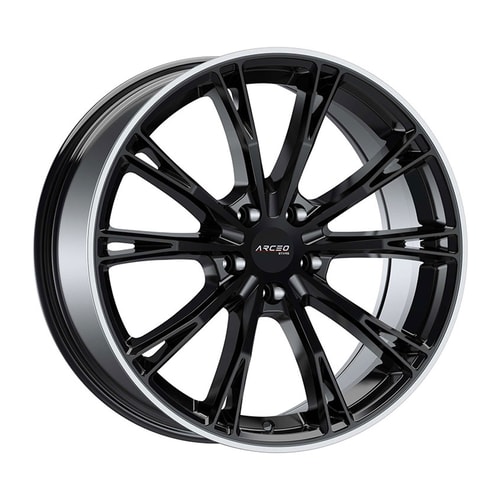 8.5X19" PCD 5X112 Arceo Wheels  ASW01 BLACK LIP DIAMOND ET45 66.45 mm