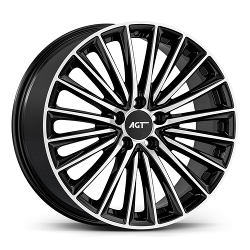 9.0X18" PCD 5X112 AGT Wheels 18269-2 ET48 66.60 mm Gloss Black Diamond