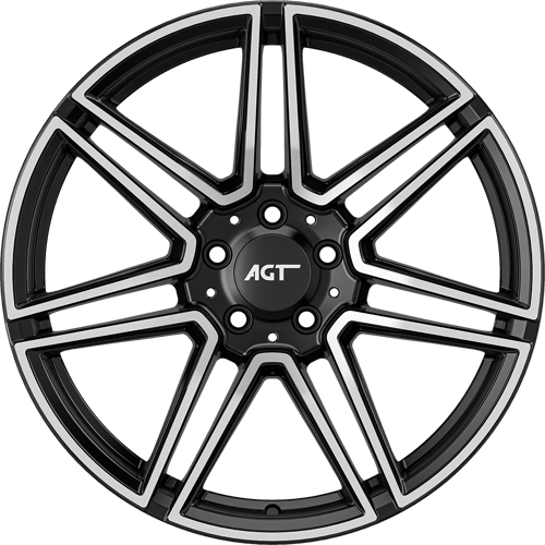 9.0X19" PCD 5X112 AGT Wheels 19266-2 ET40 66.60 mm Gloss Black Diamond