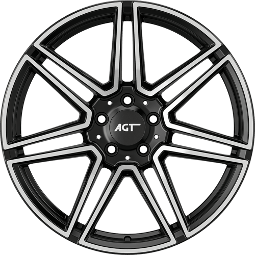 9.0X19" PCD 5X112 AGT Wheels 19266-2 ET48 66.60 mm Gloss Black Diamond