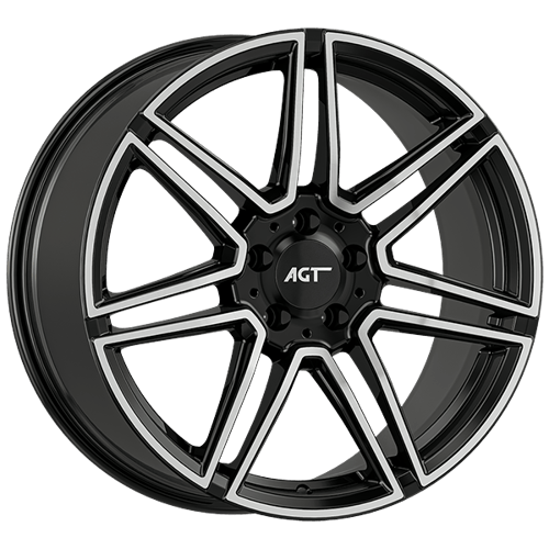 9.0X19" PCD 5X112 AGT Wheels 19266-2 ET48 66.60 mm Gloss Black Diamond