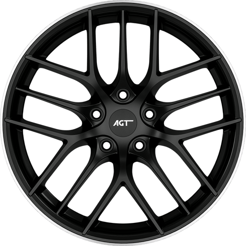 9.5X19" PCD5X112 AGT Wheels 19121-2 ET37 Matt Black Lip Diamond 73.1 mm