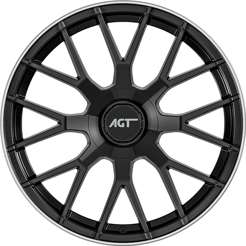 9.5X20" PCD5X112 AGT Wheels 20162-2 ET66.7 Black Lip Diamond 66.7 mm